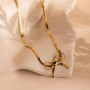 18K Gold Plated Bow-Tie Snake Chain Necklace