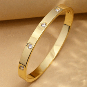 Elegant 18K Gold Plated Crystal-Studded Bangle