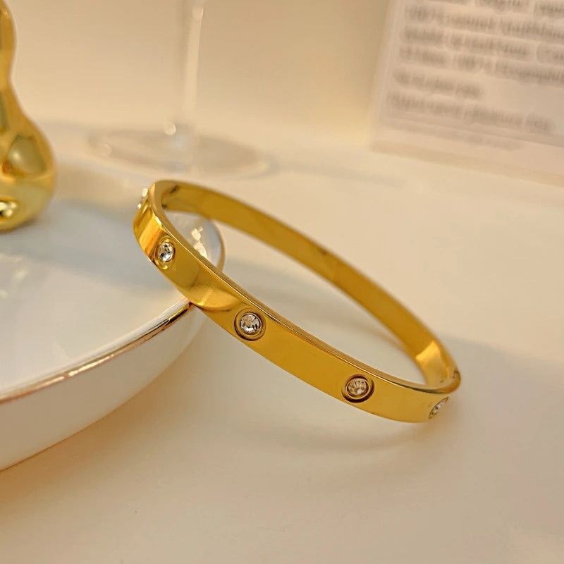 Elegant 18K Gold Plated Crystal-Studded Bangle - Image 3