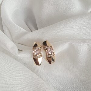 Chic Rose Gold-Tone Barrel Stud Earrings