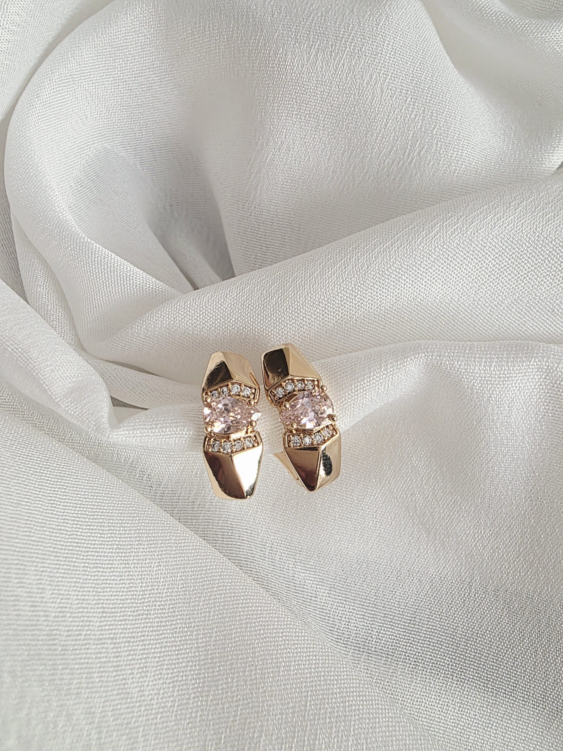 Chic Rose Gold-Tone Barrel Stud Earrings