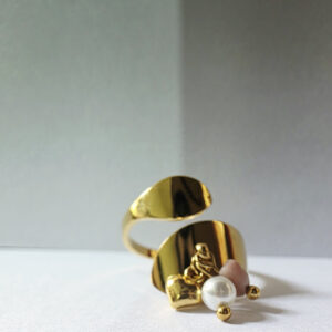 Golden Charm Pearl Statement Ring