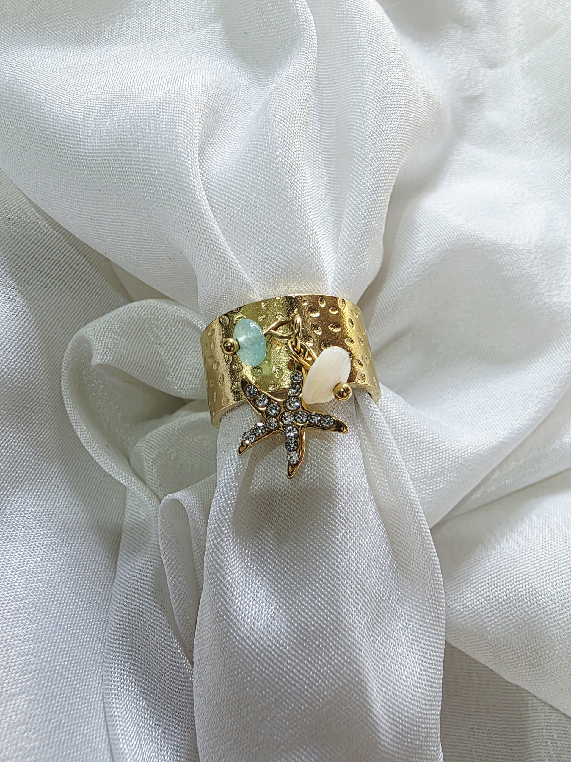 Golden Starfish Ocean Charm Ring - Image 3