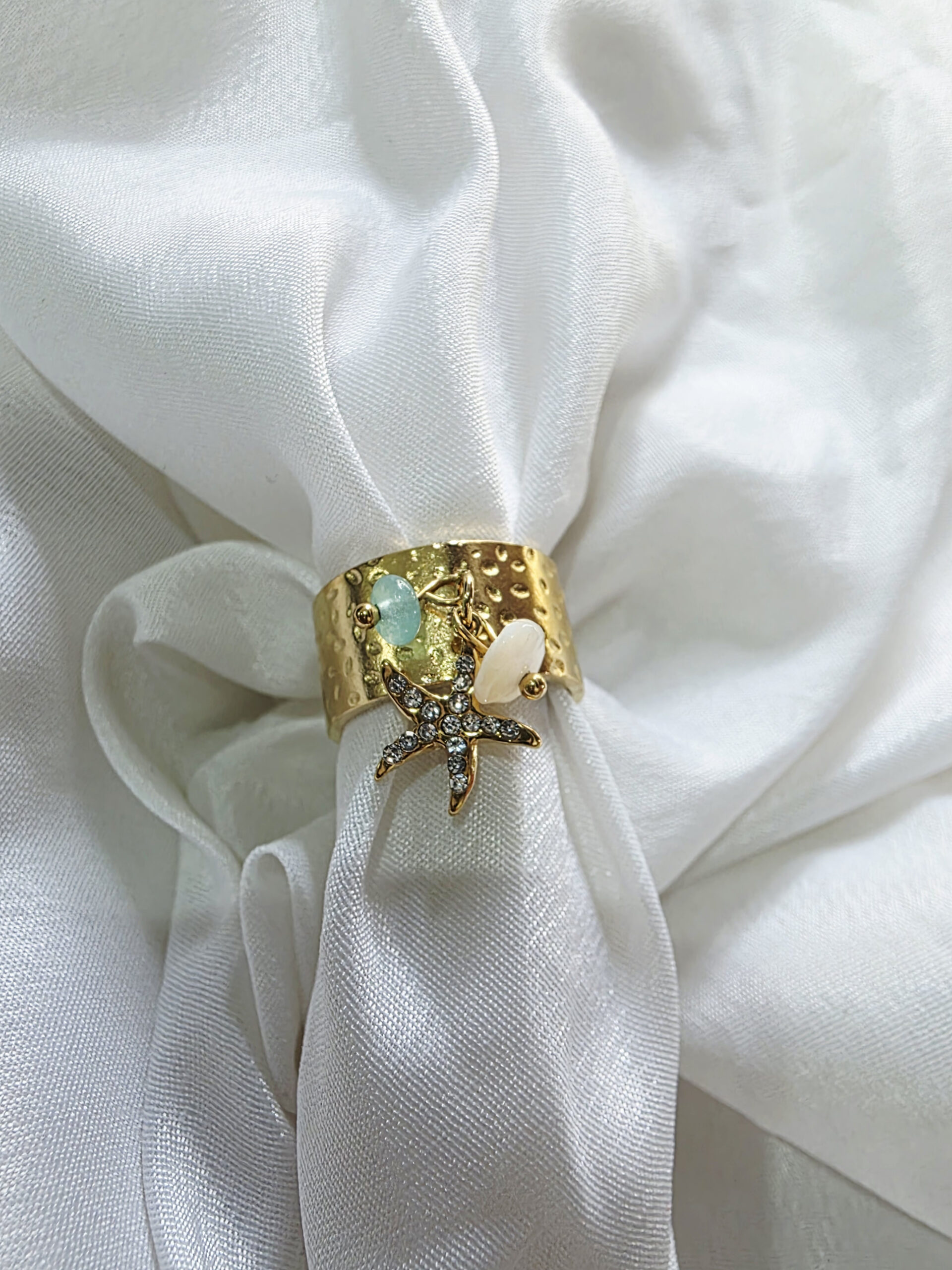 Golden Starfish Ocean Charm Ring - Image 2