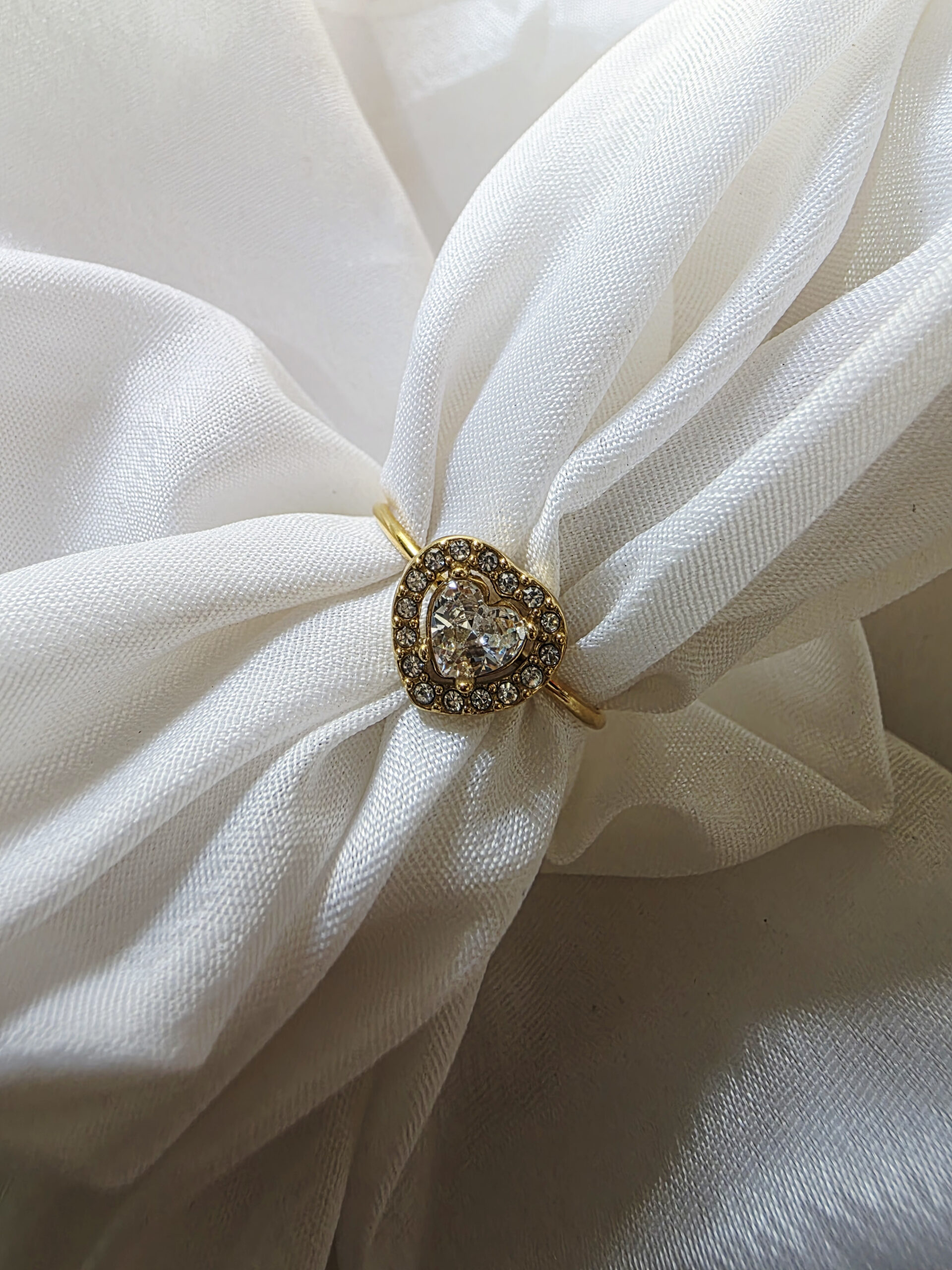 Adjustable Heart Crystal Ring