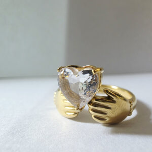 Golden Embrace Ring with Heart-Cut Crystal
