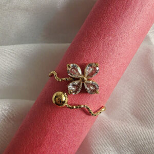 Elegant Crystal Petal Adjustable Ring