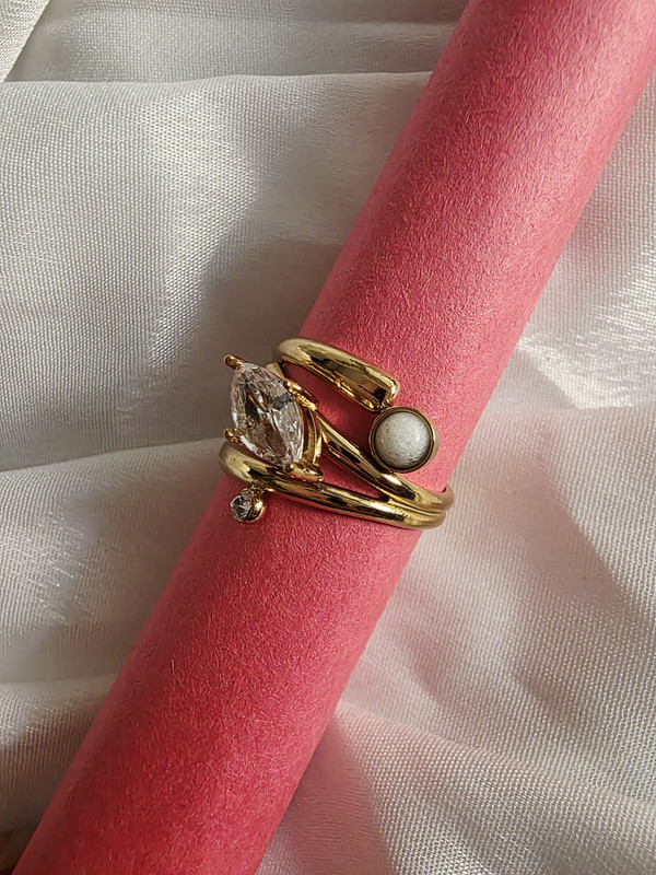 Marquise Charm Adjustable Gold Ring - Image 3