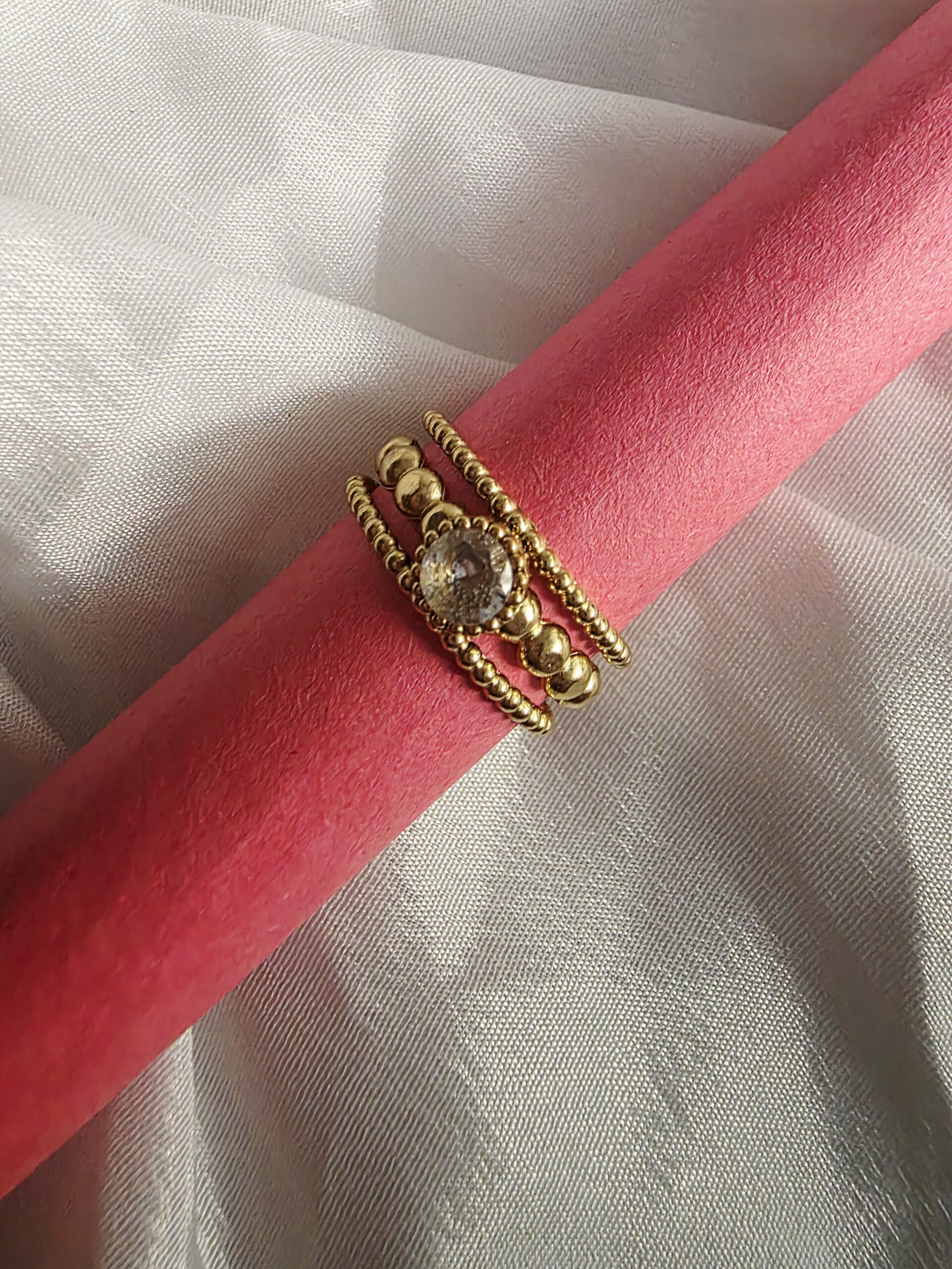 Beaded Glow Adjustable Gold Ring