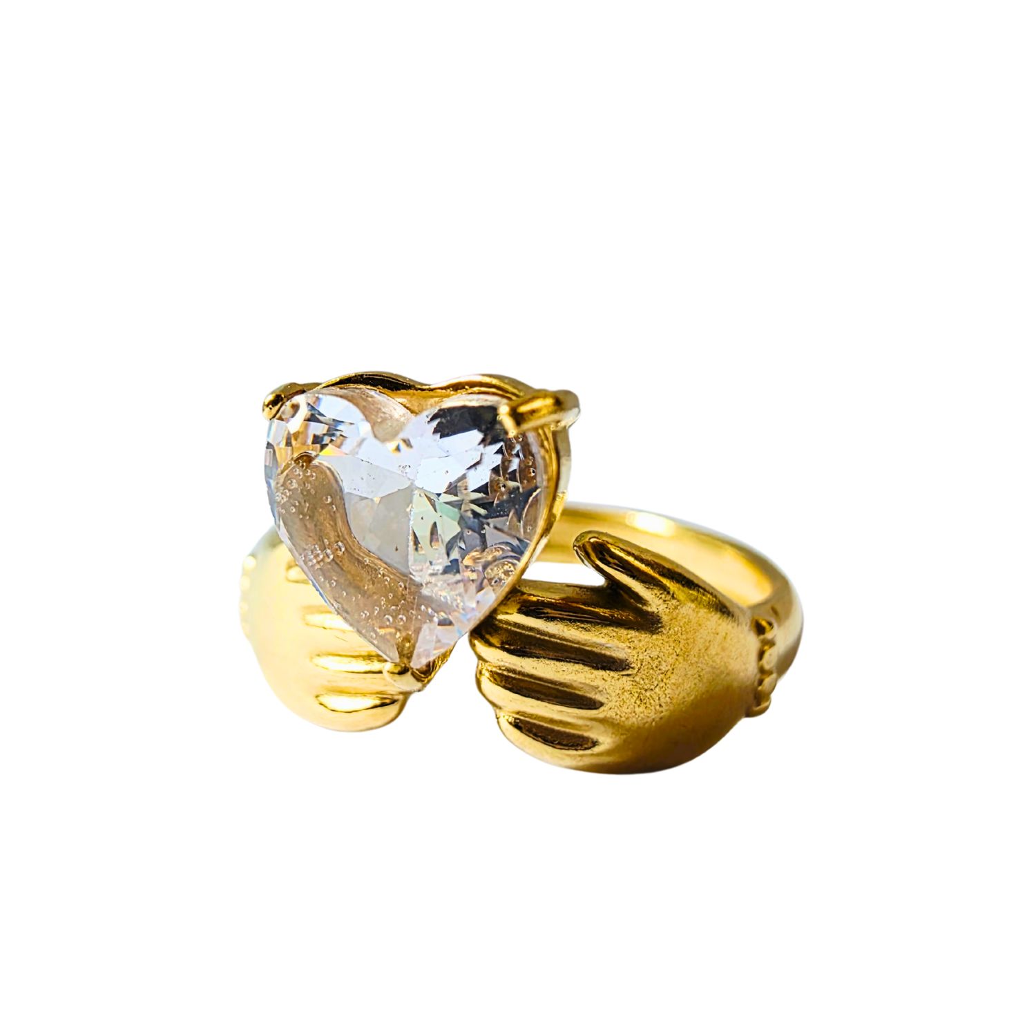Golden Embrace Ring with Heart-Cut Crystal - Image 4